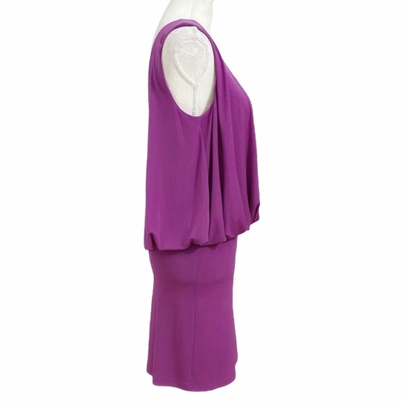 MARCIANO PURPLE SLEEVELESS DRAPE SHIFT MINI COCKTAIL DRESS - S - Picture 2 of 9